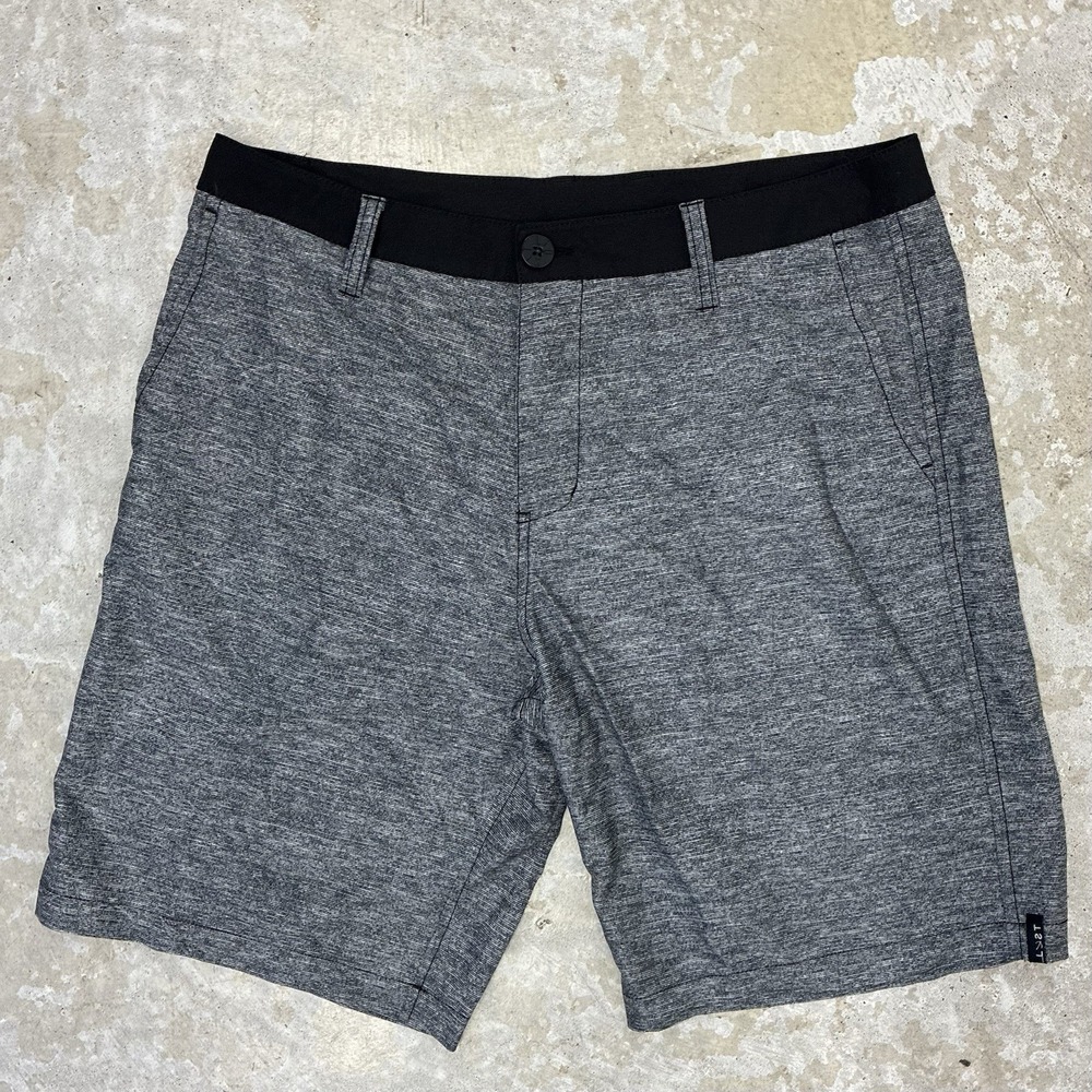 LOST Enterprises Hybrid Shorts Mens 34 Gray Heather Chino 10" Swim Stretch Y2K